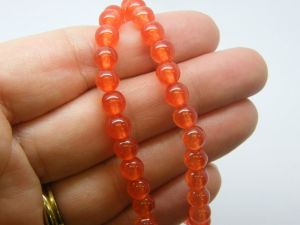 62 Natural dyed  jade beads  dark orange 6mm beads B138