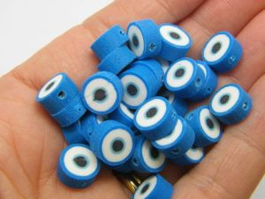 30 Evil eye beads blue polymer clay I179 - SALE 50% OFF
