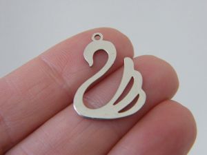 2 Swan pendants stainless steel B192