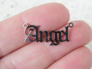 1 Angel word connector charm stainless steel AW45