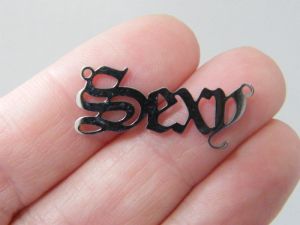 1 Sexy word connector charm stainless steel M100