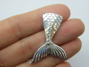6 Silver mermaid tail embellishment resin FF481