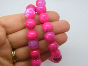 33 Agate assorted pink 12mm beads B184