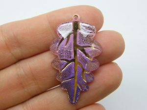 12 Leaf pendants shades of pink purple gold acrylic L313