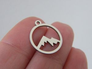 2 Mountain range charms stainless steel WT119