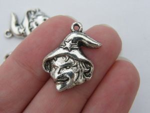 10 Witch charms  antique silver tone HC97
