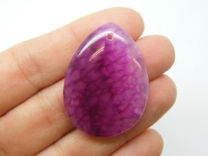 1 Fuchsia agate stone dyed pendant  M274 - random pattern - each one is different