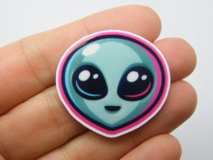 8 Super cute Alien E.T. glue on cabochons white pink blue black resin P103