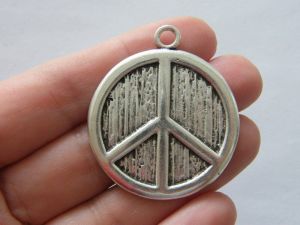 4 Peace sign pendants antique silver tone P293