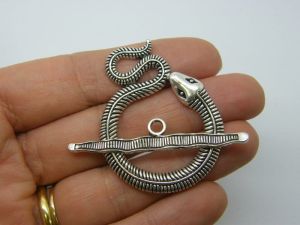 BULK 10 Snake toggle clasp sets antique silver tone FS96