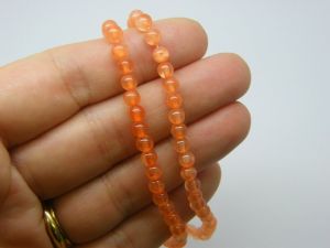 90 Natural dyed  jade beads  orange 4mm beads B263