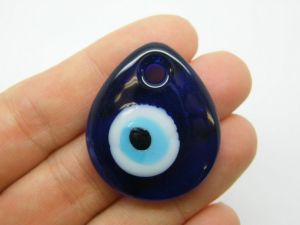 1 Evil eye teardrop pendant hand made lamp work glass I109