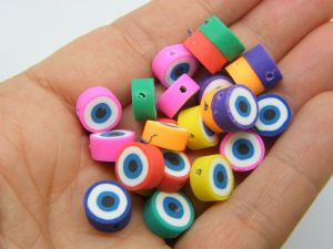 30 Evil eye beads random mixed polymer clay I40  - SALE 50% OFF