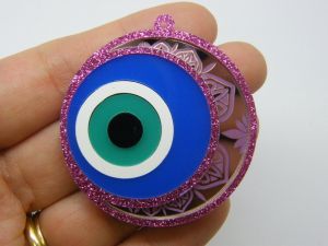 1 Evil eye pendant pink blue acrylic I70 - SALE 50% OFF
