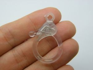10 Lobster clasp clear plastic FS398