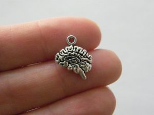8 Brain charms antique silver tone MD43