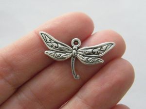 BULK 50 Dragonfly charms antique silver tone A45