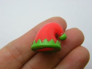 4 Elf pixie hat Christmas embellishments miniature red green resin CT154
