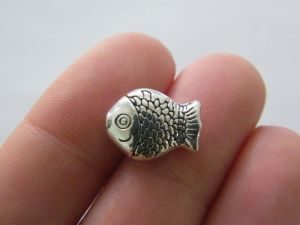 10 Fish spacer beads antique silver tone FF187