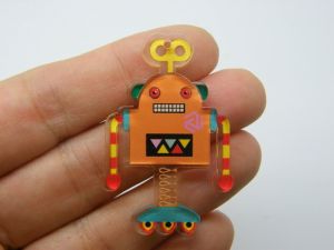 2 Robot pendants orange acrylic P200