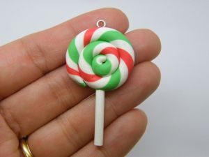 4 Christmas lollipop pendants polymer clay FD33