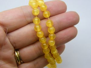 62 Natural dyed  jade beads yellow 6mm beads B138