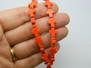36 Orange cross beads  10 x 8 x 3mm SK28