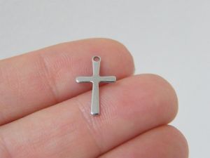 6 Cross charms antique silver stainless steel C61