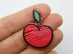 8 Apple pendants red black green acrylic FD3