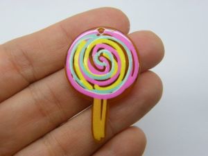 8 Lollipop candy sweets pendants yellow acrylic FD463