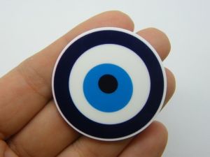 8 Evil eye glue on cabochon white blue acrylic 46