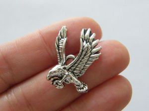 8 Eagle hawk pendants antique silver tone B215