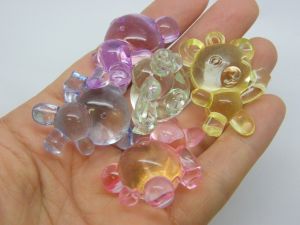 8 Teddy bear star pendants transparent random mixed acrylic P262