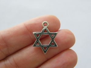 8 Star of David charms antique silver tone R72