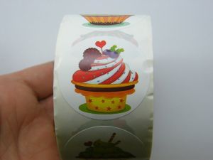 1 Roll 500 Cup cake stickers 005A
