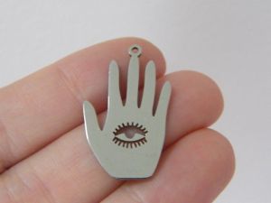 1 Eye hand pendant silver tone stainless steel I188