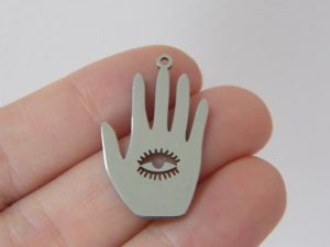 1 Eye hand pendant silver tone stainless steel I188