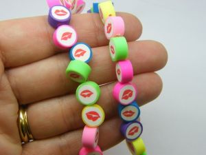 38 Mouth lips kiss beads polymer clay B135  - SALE 50% OFF