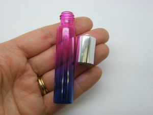2 Bottle pendants gradient fuchsia purple glass 01A