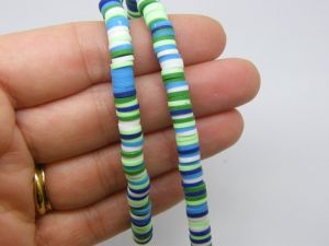 310 Shades of green blue white beads 6mm polymer clay B283 - SALE 50% OFF