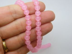 62 Natural dyed  jade beads  pink 6mm beads B138