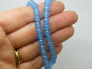 62 Natural dyed  jade beads  blue 6mm beads B139