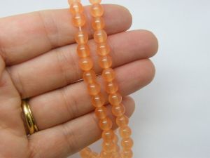 62 Natural dyed  jade beads orange 6mm beads B139