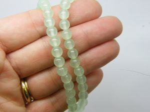 62 Natural dyed  jade beads  sea green 6mm beads B142