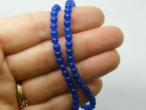 90 Natural dyed  jade beads midnight blue 4mm beads B149