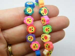 36 Flower face beads polymer clay B135  - SALE 50% OFF