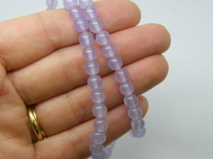 62 Natural dyed  jade beads lilac purple 6mm beads B131