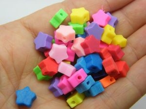 30 Star beads random mixed polymer clay S348  - SALE 50% OFF