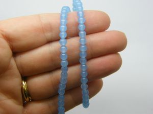 90 Natural dyed  jade beads light sky blue 4mm beads B129
