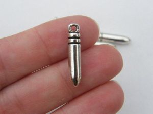 8 Bullet charms antique silver tone G44
